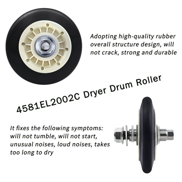 Upgraded Dryer Repair Kit Dryer Roller Kit for LG Kenmore Dryers Includes 4581EL2002C Dryer Drum Roller Assembly 4400EL2001A Dryer Belt and 4561EL3002A Dryer Idler Pulley, Pictures 6, 7 are Fit Models - Image 5