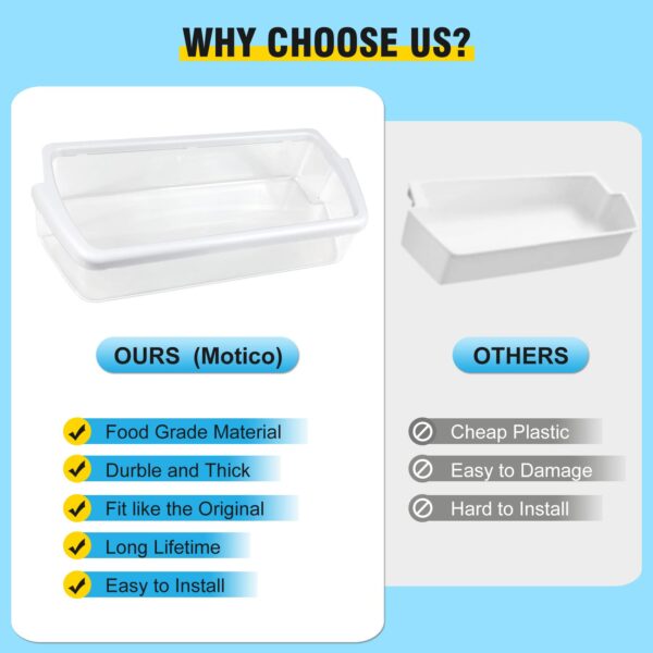 [2 PACK]W10321304 Refrigerator Door Shelf Replacement Compatible with Whirlpool Fridge Door Bin WRS325FDAM01, WRS325FDAM02, WRS325FDAM04, ED5FVGXWS07 - Replace WPW10321304,AP6019471, 2179574, 2179575 - Image 5