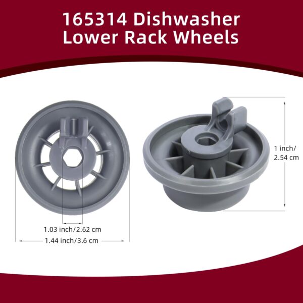Dishwasher Lower Rack Wheel, 4 Pack 165314 Dishwasher Wheels, Dish Rack Wheels Fit for Bosch Kenmore Dishwasher, Replace Part Number 420198 AP2802428 PS3439123 - Image 6