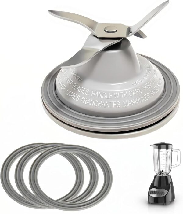 for Black & Decker Blender Replacement Parts Stainless Steel Blender Blade Compatible Blenders BL2020S BL2010WP BL2010BPA with Jar Base Cap and 3 Rubber O Ring Seal Gasket Accessory Refresh Kit - Image 6