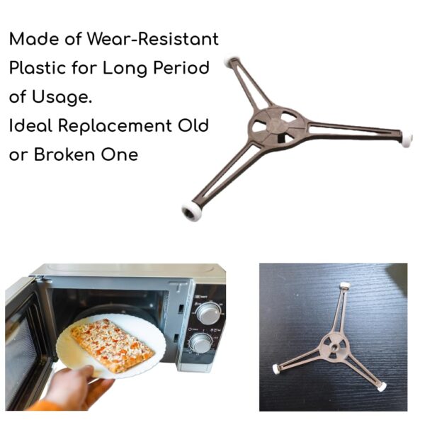 1-Pack Microwave Oven Flat Turntable Ring Roller Glass Plate Tray Triple Arm Rotating Support Holder with Wheels Rotating Ring Roller Replacement Arm - Length 3.54" / 9 cm Microwave Plate Replacement - Image 8