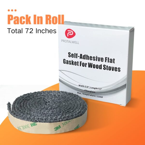Flat Gasket Tape for Stoves and Fireplaces, 5/8" x1/8", Length 72" - Image 3