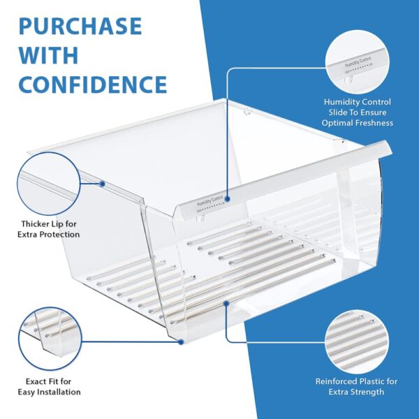 Upgraded Lifetime Appliance Parts 2188656 Crisper Bin (Upper) Compatible with Whirlpool Refrigerator, Fridge Drawers, Kenmore Refrigerator Parts, Whirlpool Shelf Replacement - WP2188656 - Image 7