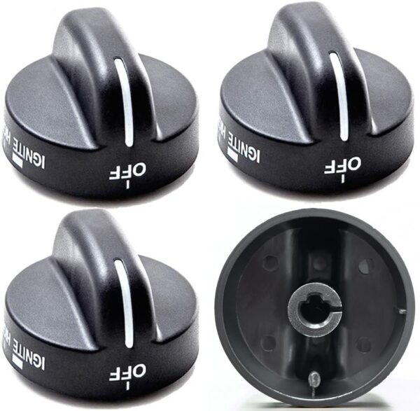 4Pcs 8273103 Gas Range Burner Knob Black Replacement Part Fit for Whirlpool Range Stove, Replaces AP6012363, 8273107, 8273111, ER8273103, Not Universal