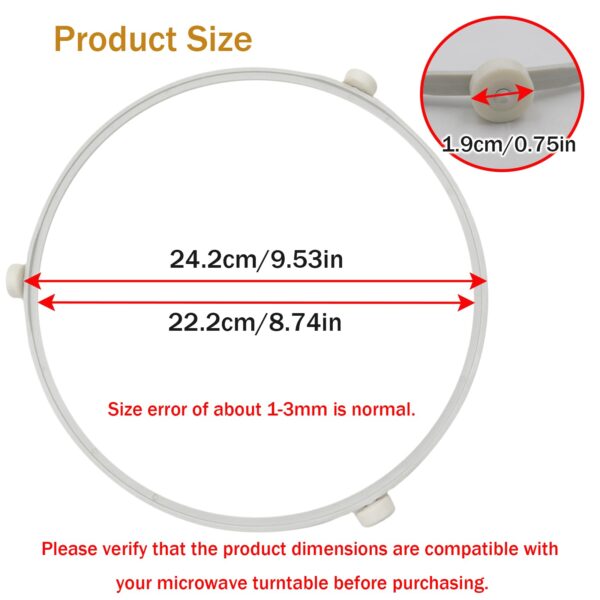 9.5in WB06X10705 Microwave Turntable Support Ring Replacement for GE Microwaves with Rollers,Microwave Oven Tray Turnable Ring,Glass Plate Tray Support Holder - Image 2