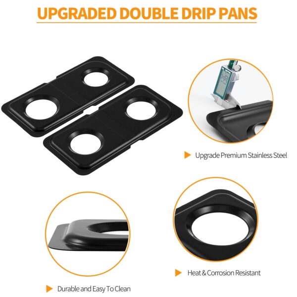 Upgraded Drip Pans Replacement for GE Hotpoint Gas Stove Drip Tray WB34K10009 Right WB34K10010 Left GE Double Oven Burner Drip Pan Spectra Part Gas Drip Bowl Catch Range Cooktop Burner Black 1set - Image 5