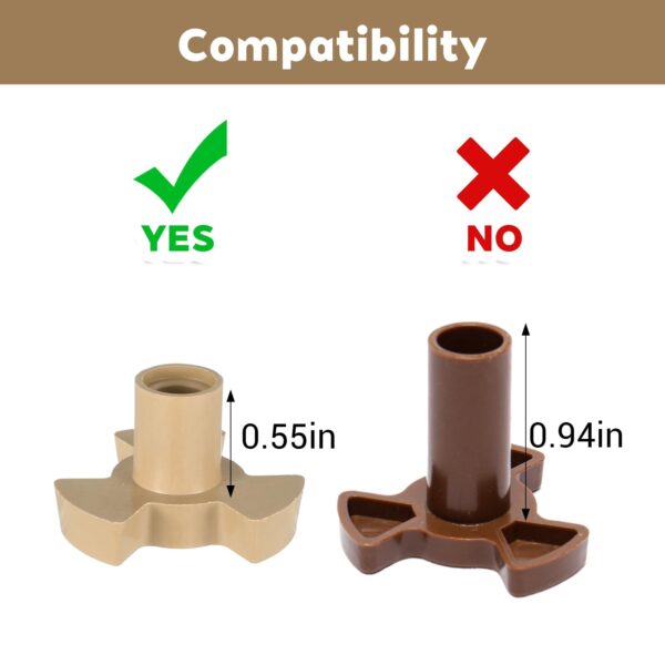 2 PCS Microwave Turntable Coupler, Microwave Oven Turntable Roller Guide Support Glass Tray Drive Coupling Replacement, Microwave-Oven Roller Guide Support for Microwaves Plates Shaft Length 0.59inch - Image 3