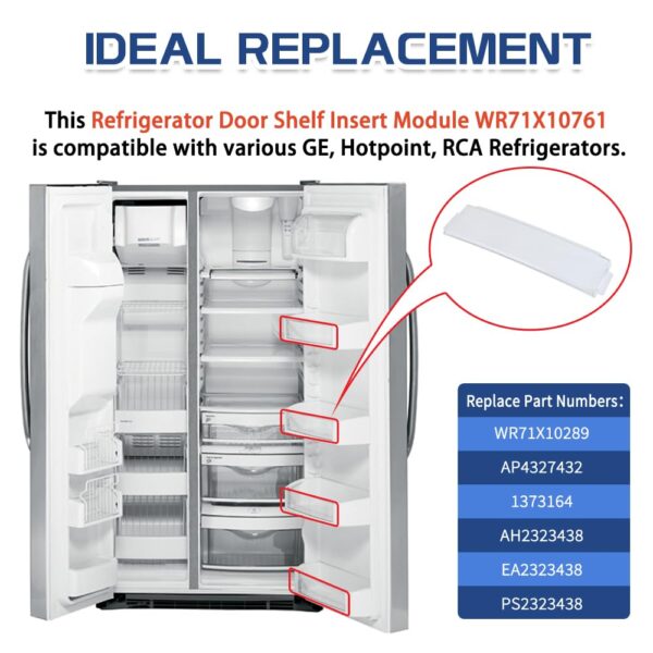 [Upgraded] WR71X10761 Fridge Shelf Trim (Clear) for GE Refrigerators, Door Shelf Insert Module Replacement Part, Replaces WR71X10289, AP4327432 - Image 2