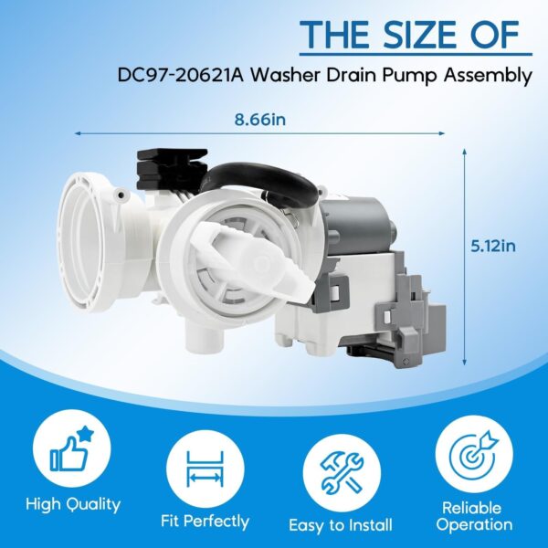 OEM DC97-20621A DC97-20621C Washer Drain Pump Assembly for Samsung - Image 6