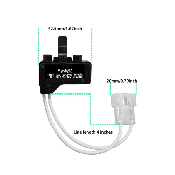 WPW10237959 Dryer Door Switch for Whirlpool, Roper, Maytag, Kenmore, Amana - Image 3