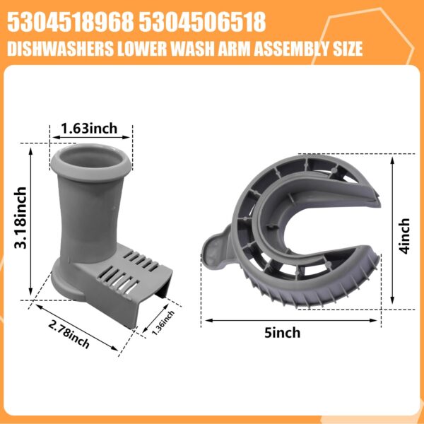 5304518968 Dishwasher Lower Spray Arm Support and 5304506518 Dishwasher Sewer Filter/Trap Drain Filter Replacement for Frigidaire Dishwashers Spray Arm Assembly Replaces 154252101,154292901,154294101 - Image 5