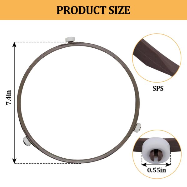 Microwave Turntable Ring Replacement 7.4-Inch Microwave Oven Spinner Replacement Parts with 3 Smooth Rollers Universal Fit for Most Microwaves - Image 3