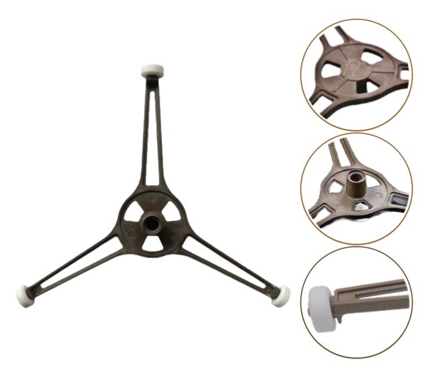 1-Pack Microwave Oven Flat Turntable Ring Roller Glass Plate Tray Triple Arm Rotating Support Holder with Wheels Rotating Ring Roller Replacement Arm - Length 3.54" / 9 cm Microwave Plate Replacement