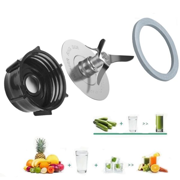 For Oster Blender Replacement Parts Blender Ice Blade with Jar Base Cap and Two Rubber O Ring Seal Gasket Accessory Refresh Kit，Compatible with Oster Blender - Image 4