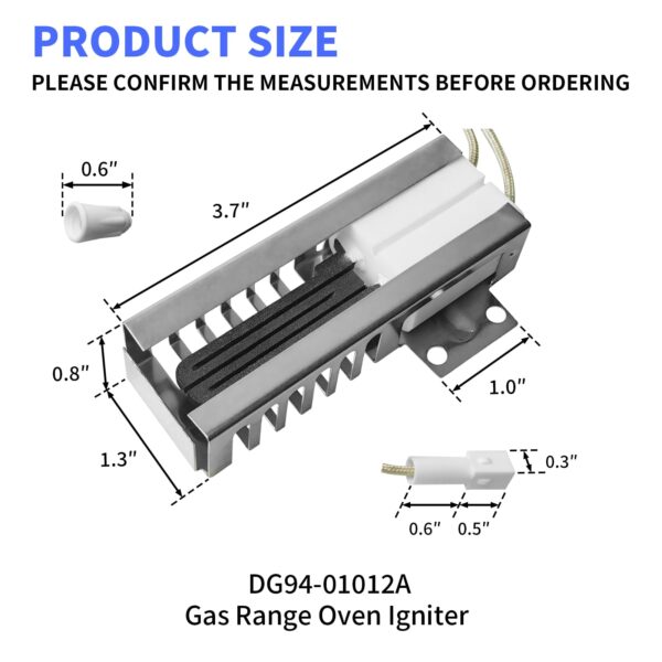 DG94-01012A Gas Range Oven Igniter Replacement AP5967723 DS039KX 4011538 Oven Bake Igniter Compatible with Sam-sung Oven Range Stove NX58H95, NX58H99, NX58J, NX58K, NX58M - Image 4