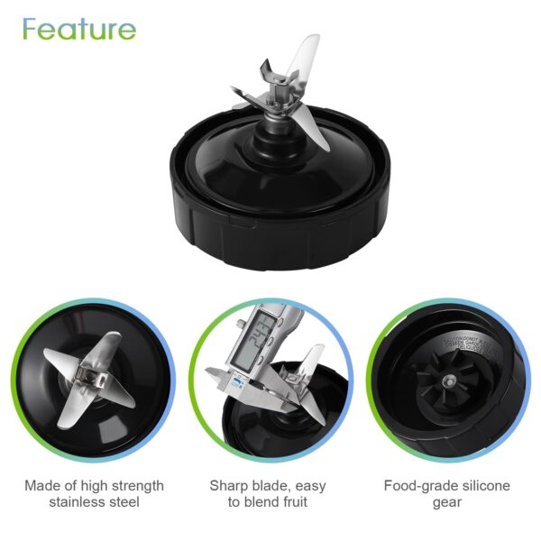 MEET JUICE 7-Fin Blender Replacement Parts for Ninja BL480 BL640 BL642 – 24oz Cup with Lid and Blade, Fits 7-Fin Drive Systems Only - Image 8