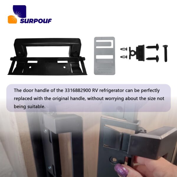 SURPOUF 3316882900 RV Refrigerator Door Handle Replacement Fits for Dometic DM2672 DM2682 DM2872 DM2882 Heavy Duty Black Plastic Handle for RV Camper Refrigerator (2-Pack) - Image 3