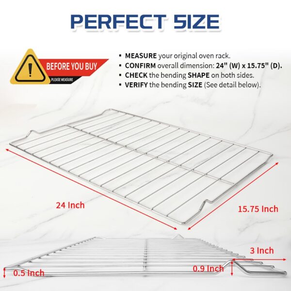 [Upgraded] 2Pcs Range Oven Racks W10256908 for Whirlpool/KitchenAid/Roper/Maytag/Kenmore Range, Replaces W10138079, 3195710, W10179196, 24" x 15.75" Size, Not Universal - Image 7