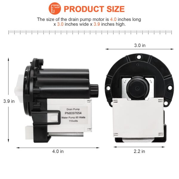 【2026 UPGRADED】DC31-00054A Washer Drain Pump Water Motor Assembly (85 Watts 110 Volts) by Beaquicy - Replacement for Ken-more Sam-sung Washing machine - Replaces DC31-00016A AP4202690 62902090 - Image 5