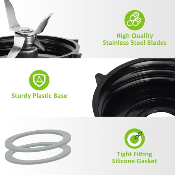 Ice Blade & ABS Base with 2 O-Ring Gaskets, Compatible with Oster Blender - Image 3