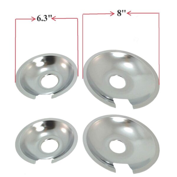 KITCHEN BASICS 101 Made in the USA 715877 and 715878 Replacement Range Cooktop Drip Pans for Jenn Air - Includes 2 6-Inch and 2 8-Inch Pans, 4 Pack - Image 6