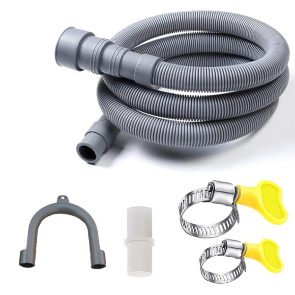 HLMOptimo 6 Feet Universal Dishwasher Drain Hose Extension Kits Corrugated Washer Hose w/ 2 Clamps 1 adapter 1 U-Bend Holder