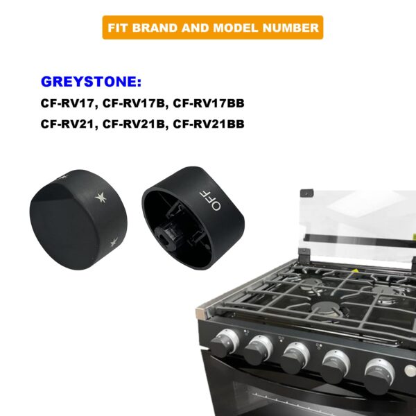 GABEROAD [Upgraded RV Gas Range Oven Knob Replacement Compatible with Greystone Range Oven Gas Stove Knob CF-RV17, CF-RV17B, CF-RV17BB, CF-RV21, CF-RV21B, CF-RV21BB(5pcs) - Image 3