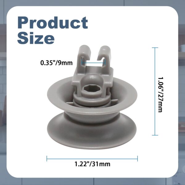 8Pcs Dishwasher Upper Wheel Assembly 611475 Replacement for Bosch Dishrack Upper Rack Wheel Replace# bsh-00611475 1559847 AH3477735 AH8727387 Grey (Upper Rack Wheel) - Image 4