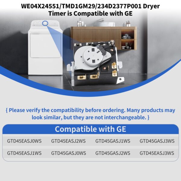 WE04X24551 234D2377P001 Timer Compatible with GTD45EASJ2WS GTD45GASJ1WS - Image 6