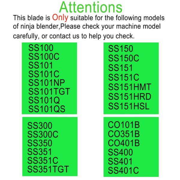 [ New Model] Replacement blender Blade and 24oz Cup Accessories, Only Compatible with Nutri Ninja SS150,SS151,SS300, SS350,SS351, CO351B, SS100, SS101, CO101B,SS400,SS401 - Image 3