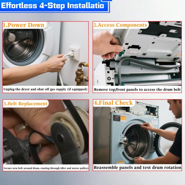4 Packs WE12M29 Dryer Belt Compatible with GE Dryer - Image 6