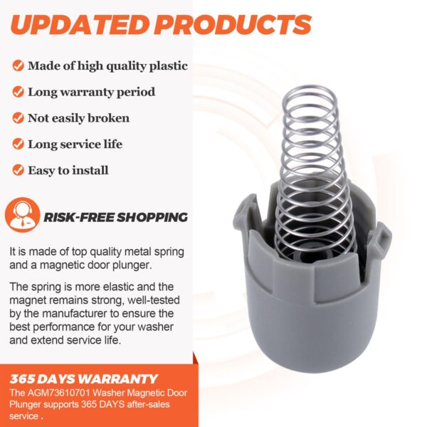 【𝟮𝟬𝟮𝟲 𝗨𝗽𝗴𝗿𝗮𝗱𝗲𝗱】 AGM73610701 Washer Magnetic Door Plunger Replacement Part for LG wm3050 wm3170cw wm8000ha wm3770 wm3670hwa Kenmore elite washer parts 796.4148 and more models by Beaquicy - Image 6