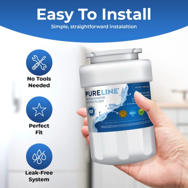 Pureline Replacement for GE® MWF® Refrigerator Water Filter, Smartwater MWFP, Kenmore 46-9991, Models MWFP, MWFINT, GWF, GWFA, Refrigerator Water Filter. NSF Certified. (3 Pack) - Image 5