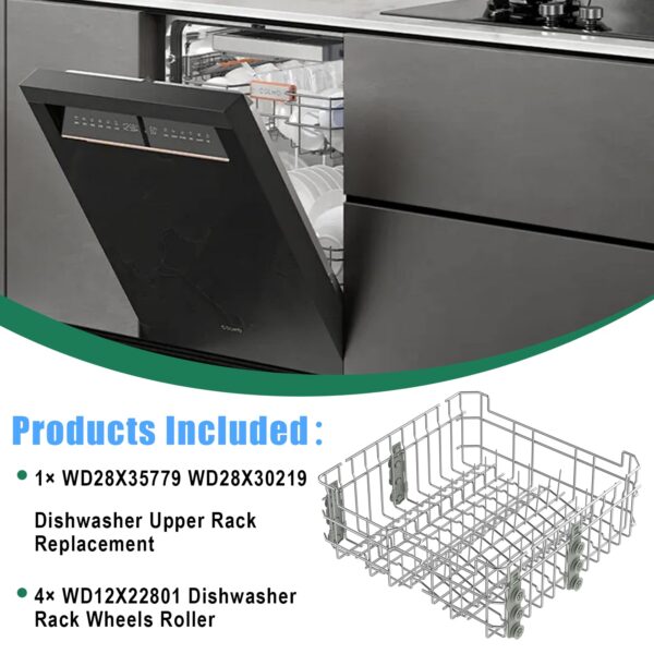 Upgraded WD28X30219 WD28X35779 Dishwasher Upper Rack Replacement Compatible with GE Dishwasher Rack Parts Hotpoint Models ADT521PGF0BS ADT521PGF0WS with WD12X22801 Wheels - Image 7