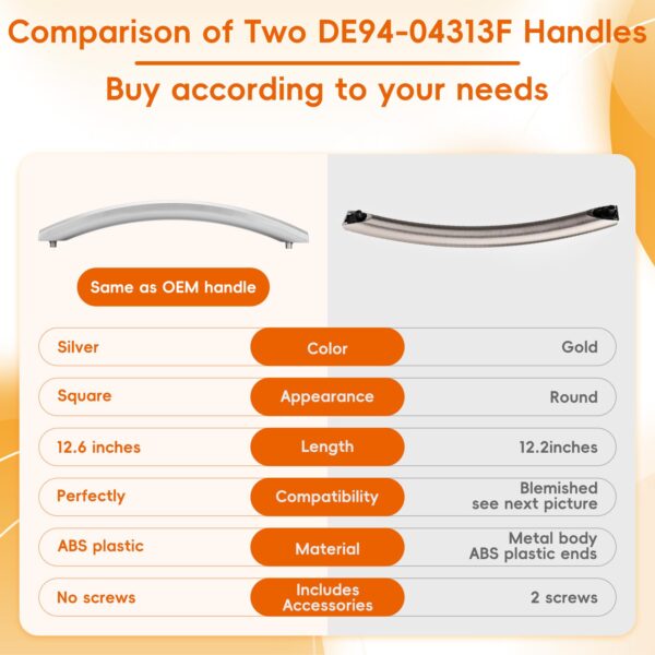 NEW Upgrade ME16A4021AS Microwave Door Handle, Replaces for Samsung DE94-04313F Handle, DE94-04313F Microwave Door Handle, Same as Samsung OEM Microwave Handle (No Screws) - Image 7