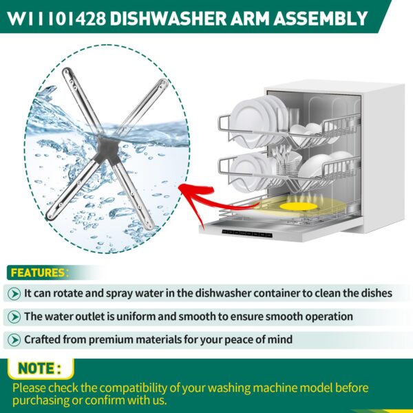 W11101428 Dishwasher Lower Spray Arm for Kitchenaid Whirlpool - Image 7