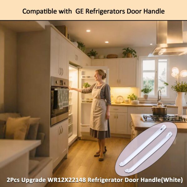 2 Pieces Upgrade WR12X22148 WR12X11011 Refrigerator Door Handle, Compatible with General Electric GE Refrigerator, Replacement Part for WR12X20141, Contains 1 Cap Covers the Bottom Screw (White) - Image 6
