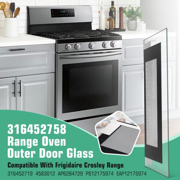316452758 Range Oven Outer Door Glass Compatible with Frigidaire - Image 7