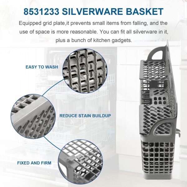 AMI PARTS 8531233 WP8562043 Universal Dishwasher Silverware Basket - Image 7