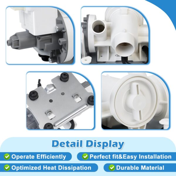 Upgraded W11458345 Washer Drain Pump W10918608 W11316609 W11319789 - Image 7