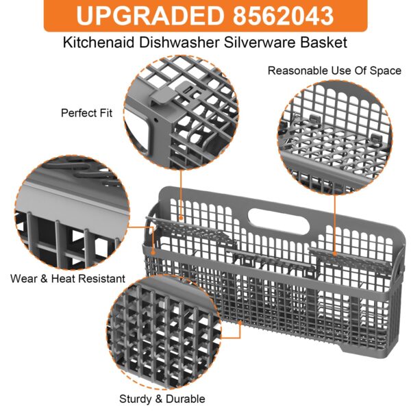 UPGRADED 8562043 WP8562043 Universal Dishwasher Silverware Basket For Kitchenaid Dishwasher Utensil Basket Kitchen Aid Dishwasher Silverware Basket, Whirlpool Dishwasher Basket, Kenmore Utensil Basket - Image 3