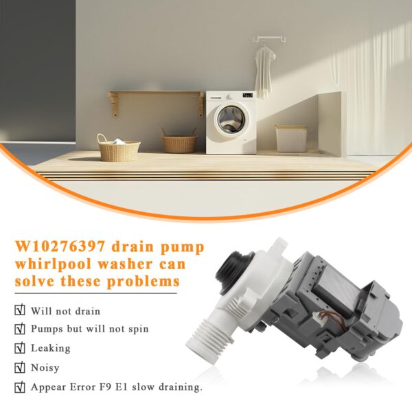 2026 UPGRADE W10276397 Washer Drain Pump by Blutoget -FIT for Whirlpool kenmore May.tag Washer- B40-3A drain pump Replacement for LP397 1874334 AP6018417 PS11751719 EAP11751719-10 Years WARRANTY - Image 8