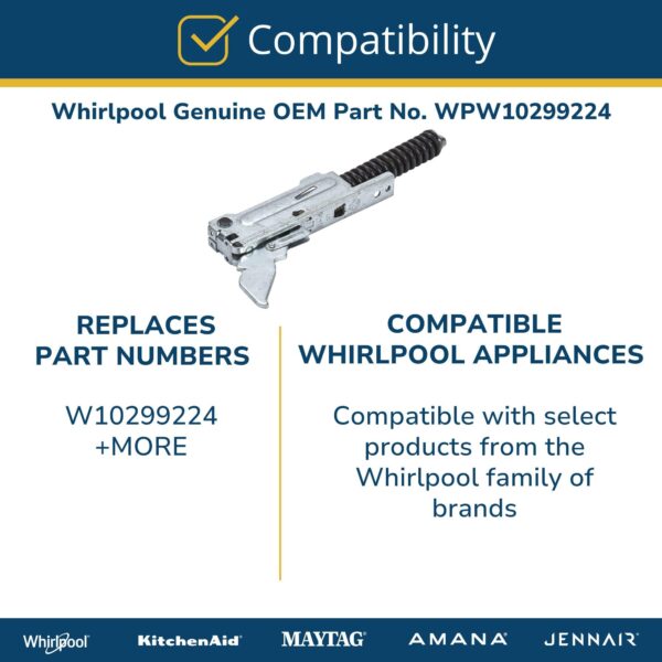 Whirlpool WPW10299224 Genuine OEM Electric Range Oven Door Hinge Replacement Part - Replaces W10299224 - Image 2