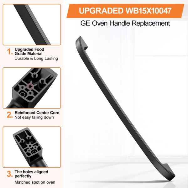 Upgraded WB15X10047 Oven Handle Replacement Compatible with GE Hotpoint Oven Door Handle Replacement(blk) General Electric Range Oven Handle JBP78BB2BB, JBP66BB4WH, JBP26BB3WH, JBP24BB4WH with Screws - Image 5