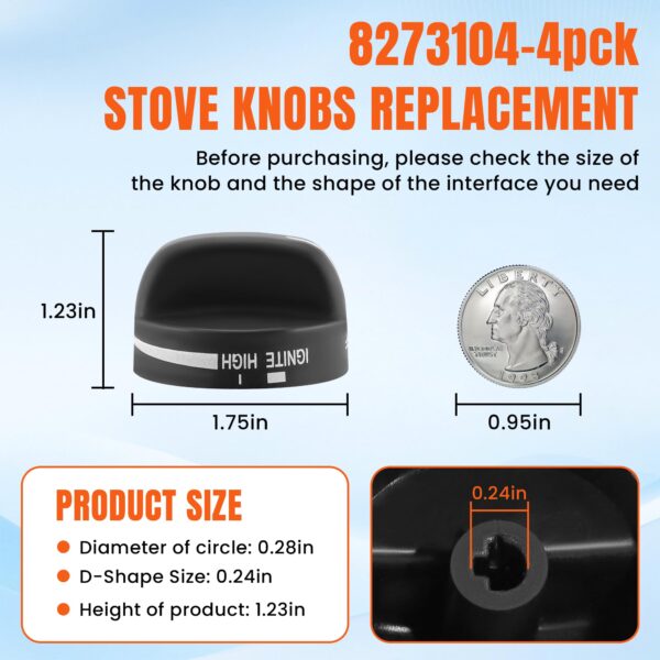 AMI PARTS 8273103 Gas Range Stove Knobs Fit for Whirlpool Stove Knobs - Image 5