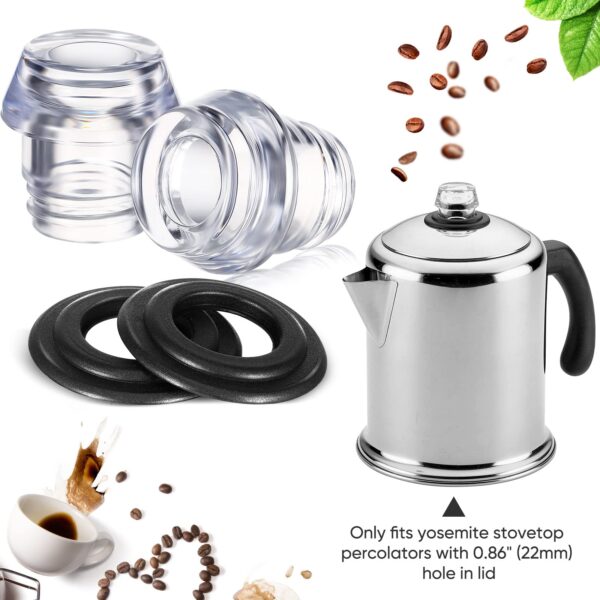 Knob Top and Washer Ring compatible with Farberware Percolator, 2 Sets - Image 6