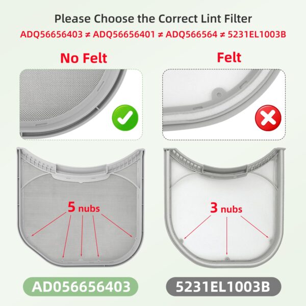 ADQ56656403 Dryer Lint Filter Replacement for LG Dryers & WashTowers, Replace AP7012980 PS16546780 DLEX4000W DLGX4001B DLE3600W DLEX4000B DLGX5501V DLGX4201B DLE3460W,11.2" * 10.9" with Lint Brush - Image 8