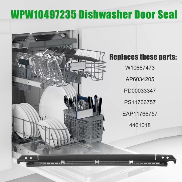 W10909089 AP6034205 Dishwasher Lower Door Seal - Compatible with Whirlpool, Admiral, Amana, Crosley, Estate, Jenn-Air, Kenmore, Sears, Kirkland, Kitchen Aid, Magic Chef, Maytag, Roper - Image 7