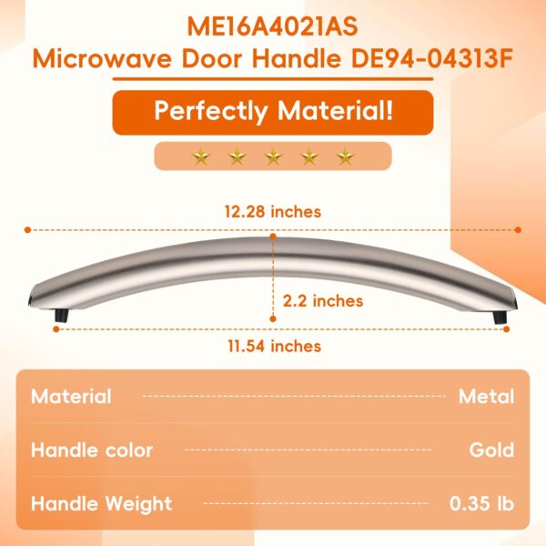 Upgrade ME16A4021AS Microwave Door Handle(Rose Gold 12.28in), Replaces with Samsung Microwave Handle ME16A4021AS, with 2 Screws, DE94-04313F Microwave Door Handle, 365 Days Warranty - Image 3