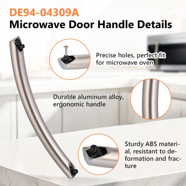 ME19R7041FS ME17R7021ES Microwave Handle, DE94-04309A Microwave Door Handle Compitable with Samsung Microwave Oven, Replaces for Samsung Microwave Door Handle ME21R7051SS, Alloy Material - Image 7